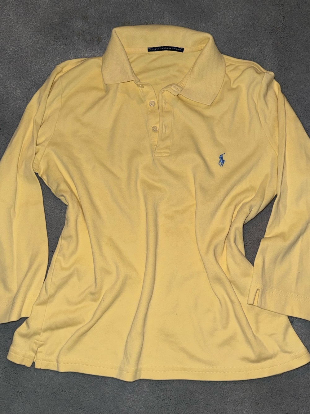 Vintage Ralph Lauren Pale Yellow Long Sleeve Polo - 100% Cotton